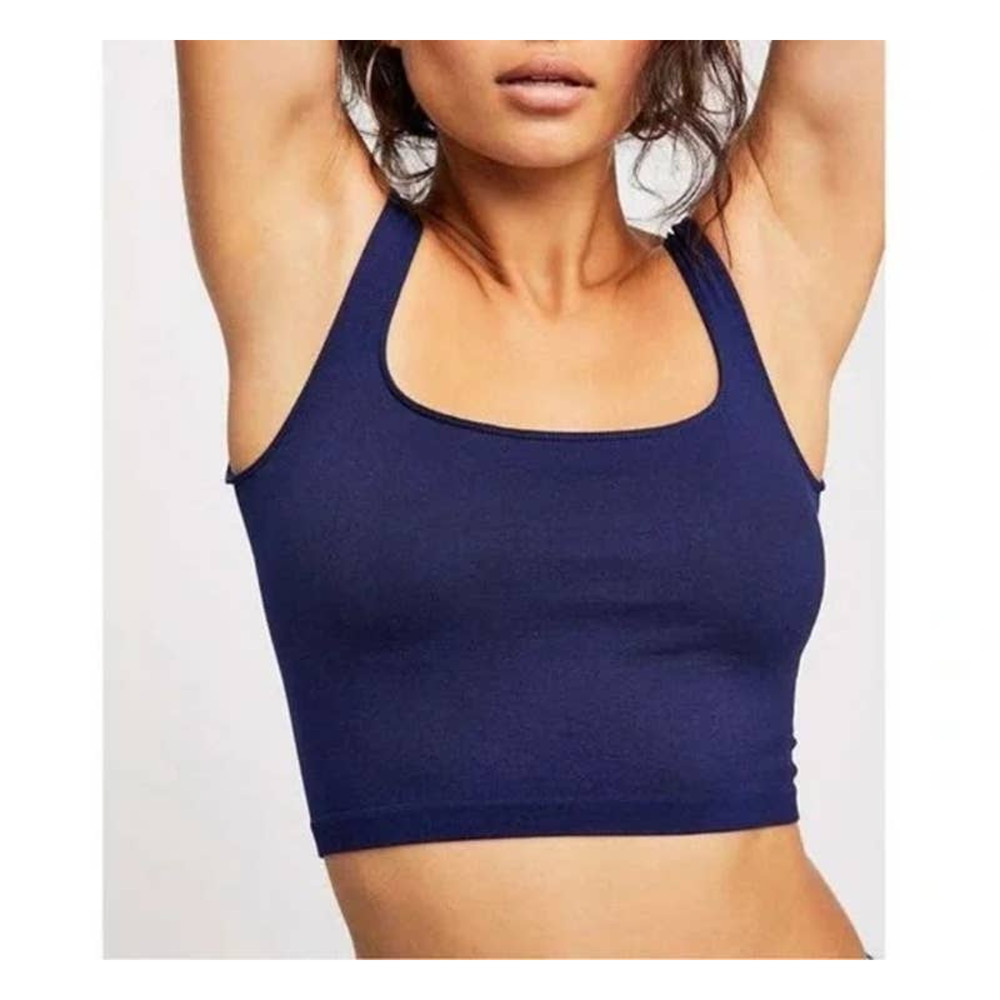 Free People Scoop Neck Crop‎ Tank Top in Navy Blue Size M/L